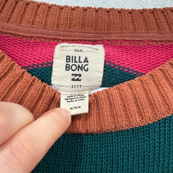 Billabong Striped Crew Neck Sweater Multicolored Size M - Picture 2 of 7